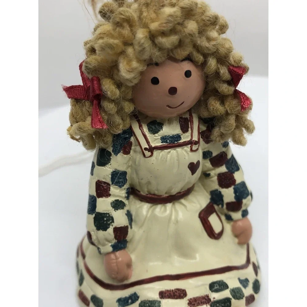 Girl Ornament Raffia Hair Patchwork Dress Christmas Doll 3